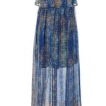 Lord & Taylor Design Lab Blue Boho Tassel Maxi Dress Sz XS Sheer Festival Flowy Photo 1