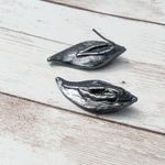 Vintage Earrings For Pierced Ears Green 3D Leaf Photo 4