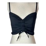 Pinko Shirt Women 2 Black Ruched Gathered Tie Front Cropped Cami Gothic Sexy Photo 2