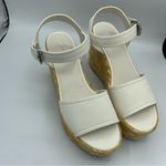 Marc Fisher Burian Ivory Faux Leather Platform Wedge Sandals Shoes NWOB size 10 Photo 1