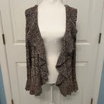 Open Front Waterfall Cardigan‎ Brown Size Large Chunky Ruffle Boho Cottage Y2K Photo 2