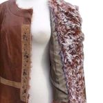 Cache Lamb Leather Lamb Fur Trim Suede Jacket Coat Lined Embellshed NWT $598 Photo 4