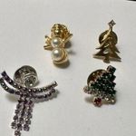 Lot Of 4 Christmas Holiday Brooch Lapel Pins Angel, Tree, Snowman 1 Avon Photo 0