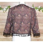 Chelsea and Violet Brocade Bolero Open Jacket Tassel Fringe Rich Colors Size S Photo 6