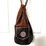 Vintage Moroccan brown and black leather bucket bag Photo 1