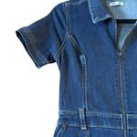 Hollister  Stretch Denim Utility Full Zip Front Mini Dress Short sleeve 70's M Photo 3