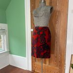 Talbots  Paisley Velvet Red Black Pencil Skirt Women’s Size 8P Photo 7