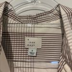 A New Day Long Sleeve High Cuff puff sleeve plaid Shirtdress brown white Small Photo 3