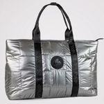 Pajar ‎ Quilted Tote Bag Metallic Silver Lightweight Travel Gym Weekend OS Photo 0
