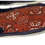 NEW Vintage Frayed Denim Washable Slide Slipper Sandals Red Bandana Insole 6/6.5 Photo 8