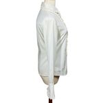 Elie Tahari  White Ruffle Front Button Down Collared Blouse Women's Size Small Photo 3