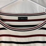 ZARA  Cream Knit with Black and Burgundy‎ Stripes long sleeve Size Medium Photo 2