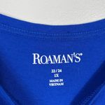 Roaman’s Women’s Plus Size Royal Blue Twist Cutout Short Sleeve Top 22/24 1X Photo 2