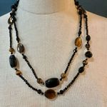 Obsidian and tigers eye long beaded necklace Black Photo 0