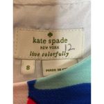 Kate Spade  Size 8 Multicolor Floral Stripe Print Short Sleeve Shirt Hi Low Hem Photo 5