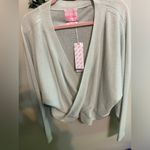 Crush 100% Cashmere Haiti Cross Over Sweater in Powder Size L Photo 3