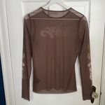 Weekday Long Sleeve Semi-transparent Wave Shirt in Dark Brown W-028 Sz M Photo 7
