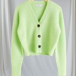 & Other Stories Preppy & Other Stories Neon Bright Light Green Alpaca Wool Cropped Cardigan XS Photo 0