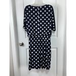 Ronni Nicole  Navy Blue White Polka Dot Dress Womens 12 Keyhole Neck Career Work Photo 1