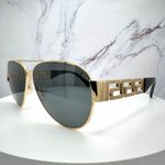 Versace New  Sunglasses Gold Aviator Pilot Metal Greca Logo Black Photo 4