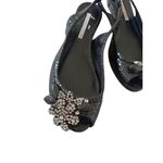 Vera Wang  Lavender Black Leather Floral Slingback Sandals Size 6.5 Photo 8