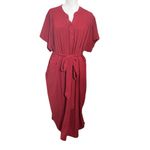 Universal Standard  Red Belted Midi Dress Women’s Size 26 Pima Cotton Photo 1