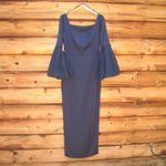 Mac Duggal  11233 Womens Navy Flounce Sleeve Square Neck Column Gown Photo 5