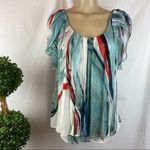 Diane Von Furstenberg  100% Silk Print Short Sleeve Blouse Top 2 Photo 1