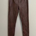 7 For All Mankind brown faux leather crocodile embossed leggings women’s size XS Photo 2