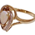 10K 10KT FINE Yellow Gold Tanzanite Teardrop Opal Women’s Ring Size 7 Photo 3