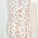 Pleione New Floral Bow Tie Keyhole Neck Smocked Sleeveless Blouse Ivory Photo 4