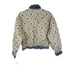 BLANKNYC Love Bird Quilted Floral Jacket Denim Trim Cream Women's M Blue Size M Photo 4