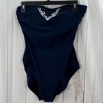 Beach Bay Women’s 12 Navy Gold Strapless One Piece Swim Blue Photo 0