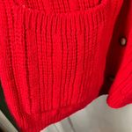 Cabin creek Vintage Red Knit Cardigan Sweater Womens Large Longline Ramie Cotton Photo 6