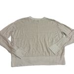 Club Monaco Sweater Womens Medium White Tan Striped Knit Crew Neck Linen Blend Photo 1