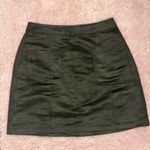 Old Navy Faux Suede Olive Green Mini Skirt Size 0 Front Zip Pockets Photo 2