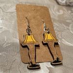 Handmade NWT The Christmas Story Painted Lamp Leg Holiday Wooden Earrings Photo 2