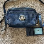 Kathy Van Zeeland  Blue faux Pat.Croc Embossed Organizer Crossbody Bag purse Photo 1