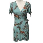 Lulus Kiss and Pastel Light Blue Floral Print Mini Wrap‎ Dress Size M Size M Photo 5