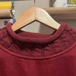 Burgundy Sweater with Knitted Neck and Cuffs and Embroidery Size 1X Photo 4