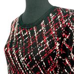 Neiman Marcus | NWT | Large | Black/Red Abstract Argyle 3/4 Sleeve Sweater Dress Photo 4