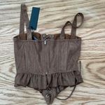 LIONESS Brown Suede Cuatro Corset Top Photo 1