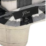 J.Crew Open Ruffle V-neck Button-up Shirt Gingham Plaid Check Black White XL Photo 9