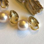 Lot of 3 Clip On Earrings Gold Silver Tone Pale Pink Faux Pearl Marbled Pink Photo 1