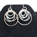 Unique Orbiting Silver Tone Dangle Drop Fish Hook Earrings Like New Photo 1