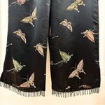 Vintage Black Satin Butterfly Embroidered Beaded Fringe high Waist Pant Size 6 Photo 1