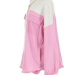 POL Shacket Jacket Shirt Colorblock Pink Long Sleeve Button Down Large NWOT Photo 3