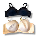 Cacique Lightly Lined Bra Set Black Cream Adjustable Women’s Size 48D Set of 2 Photo 0