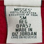 LL Bean Red Full Zip Fleece Jacket Womens Small Nordic Print Fair Isle Trim Photo 5