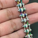 Rainbow Stainless Steel Bling Mini Motorcycle Bike Chain Bracelet 28.7g Photo 12